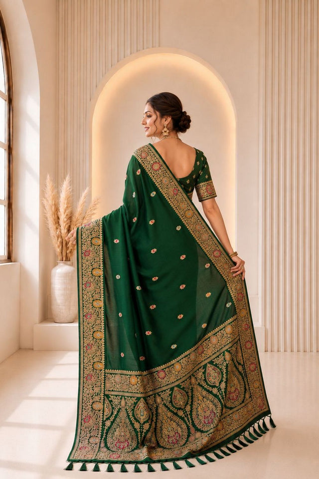 Green Woven Banarasi Silk Saree (ACA9976)