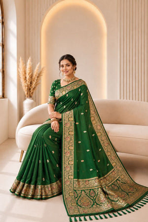 Green Woven Banarasi Silk Saree (ACA9976)