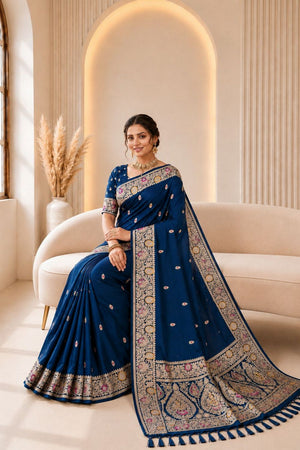 Blue Woven Banarasi Silk Saree (ACA9977)
