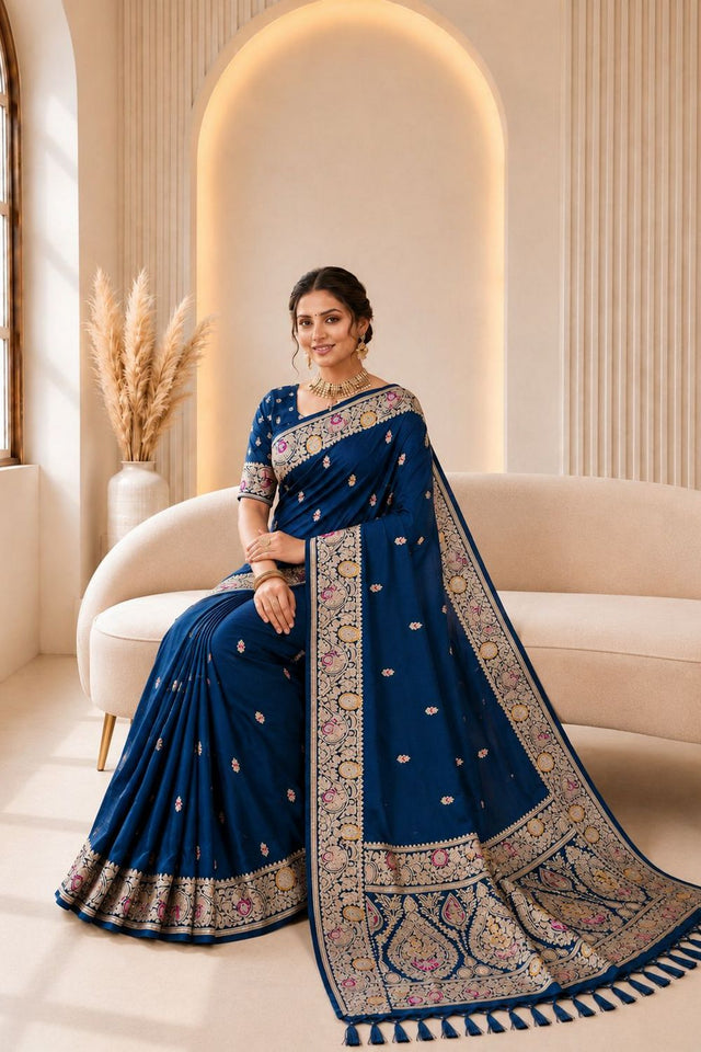 Blue Woven Banarasi Silk Saree (ACA9977)