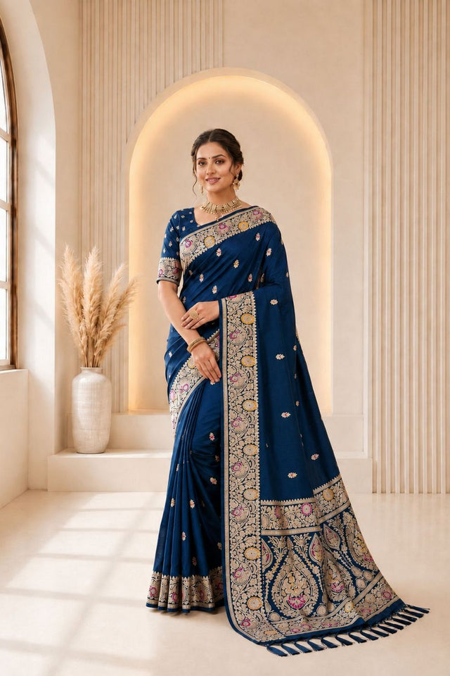 Blue Woven Banarasi Silk Saree (ACA9977)