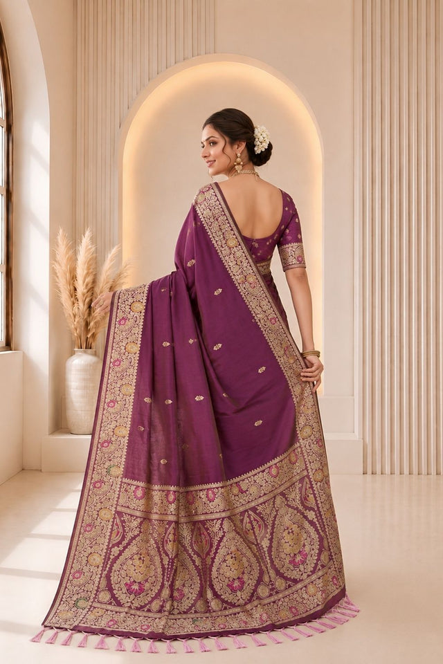 Pink Woven Banarasi Silk Saree (ACA9978)