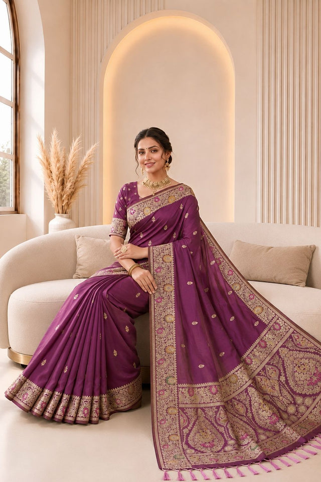 Pink Woven Banarasi Silk Saree (ACA9978)