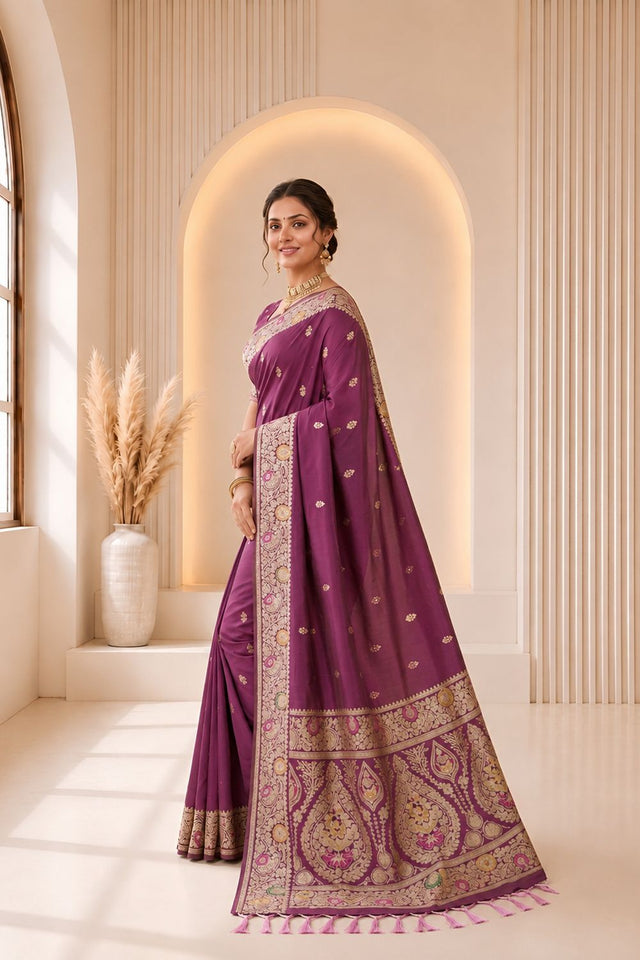 Pink Woven Banarasi Silk Saree (ACA9978)