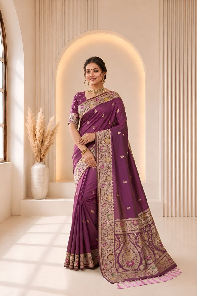 Pink Woven Banarasi Silk Saree (ACA9978)