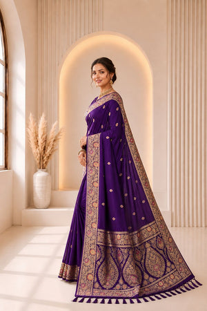 Purple Woven Banarasi Silk Saree (ACA9979)