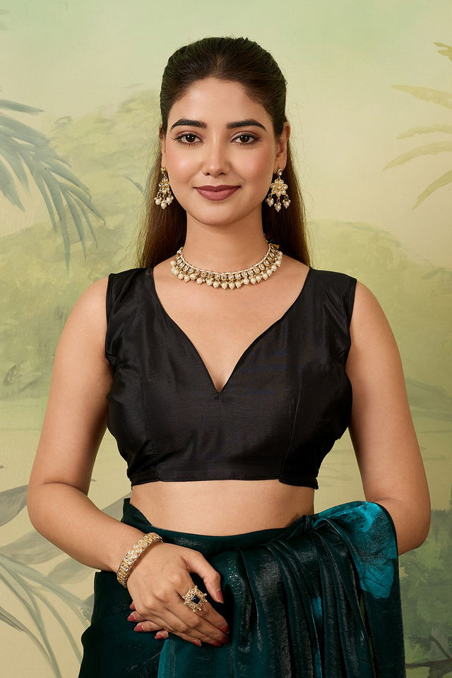 Green Printed Satin Silk Saree (ACA9997)