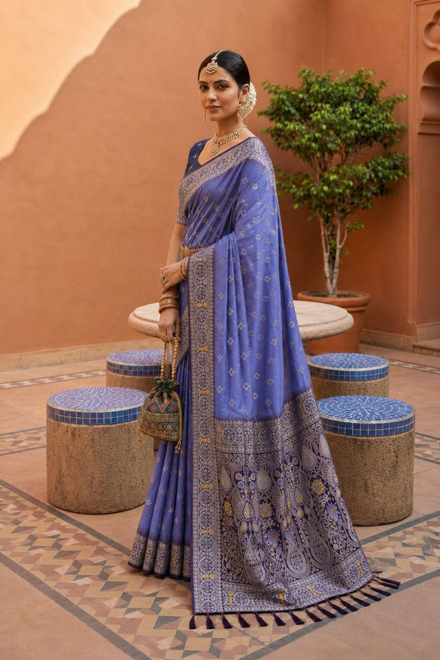 Lavender Woven Soft Silk Saree (ACB1009)