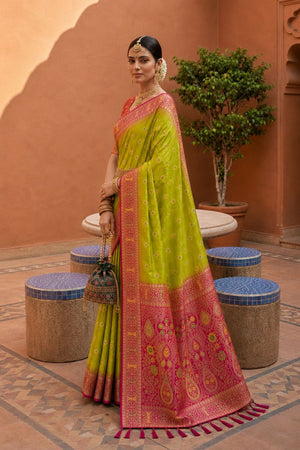 Green Woven Soft Silk Saree (ACB1011)
