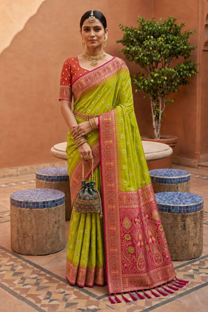 Green Woven Soft Silk Saree (ACB1011)