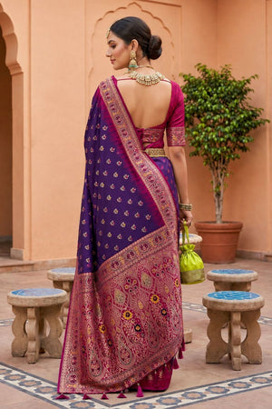 Purple Woven Soft Silk Saree (ACB1012)