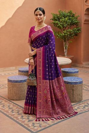 Purple Woven Soft Silk Saree (ACB1012)