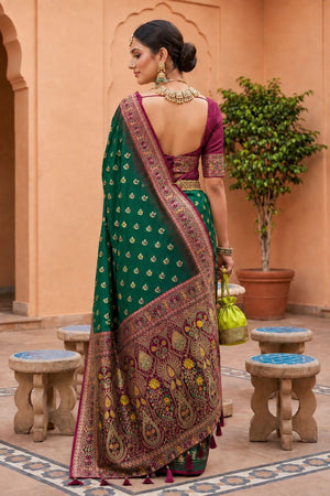 Turquoise Woven Soft Silk Saree (ACB1013)