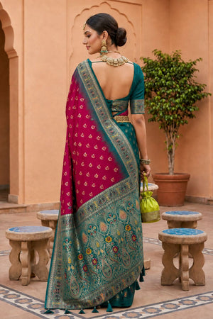 Pink Woven Soft Silk Saree (ACB1014)