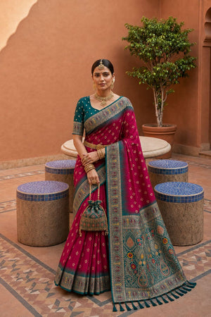 Pink Woven Soft Silk Saree (ACB1014)