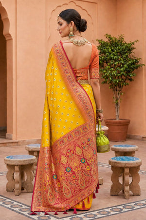 Yellow Woven Soft Silk Saree (ACB1015)