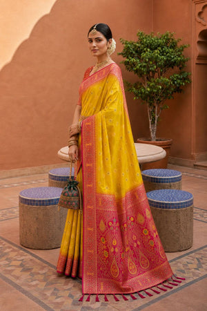 Yellow Woven Soft Silk Saree (ACB1015)