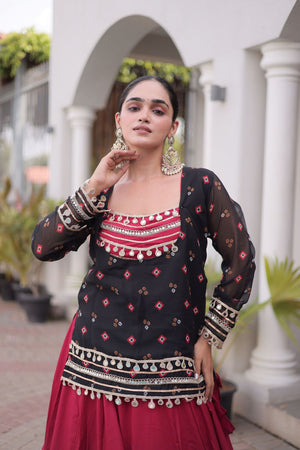 Maroon Solid Rayon Free Size Stitched Lehenga (ACB1018)