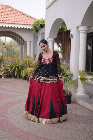 Maroon Solid Rayon Free Size Stitched Lehenga (ACB1018)