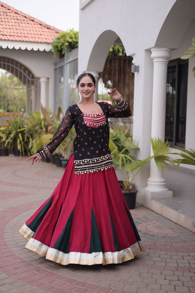 Maroon Solid Rayon Free Size Stitched Lehenga (ACB1018)