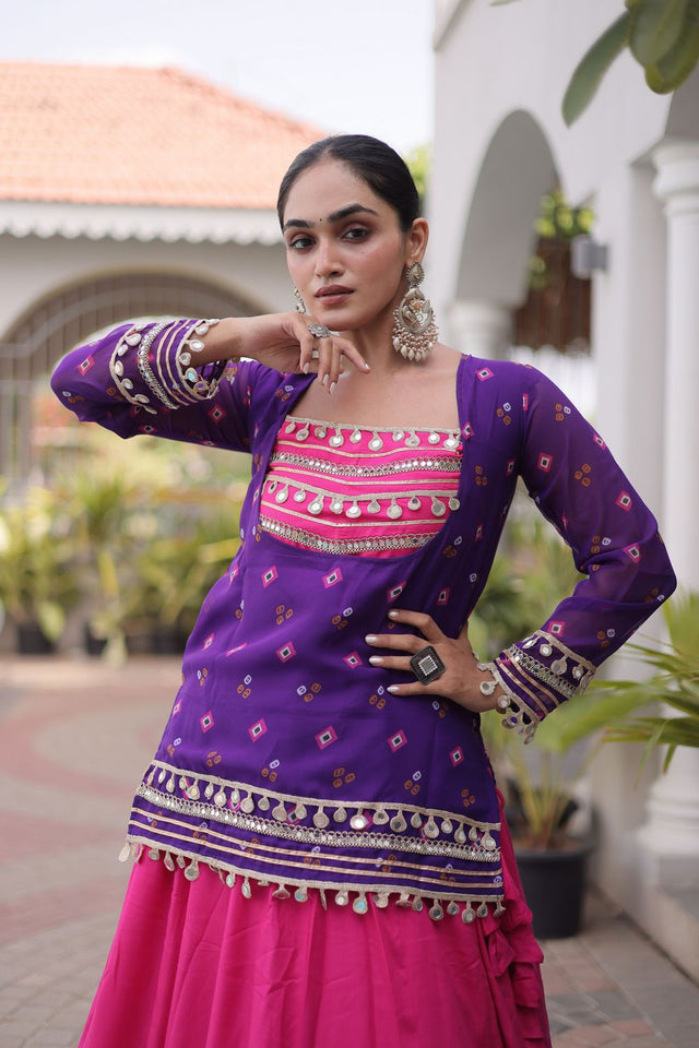 Pink Solid Rayon Free Size Stitched Lehenga (ACB1022)