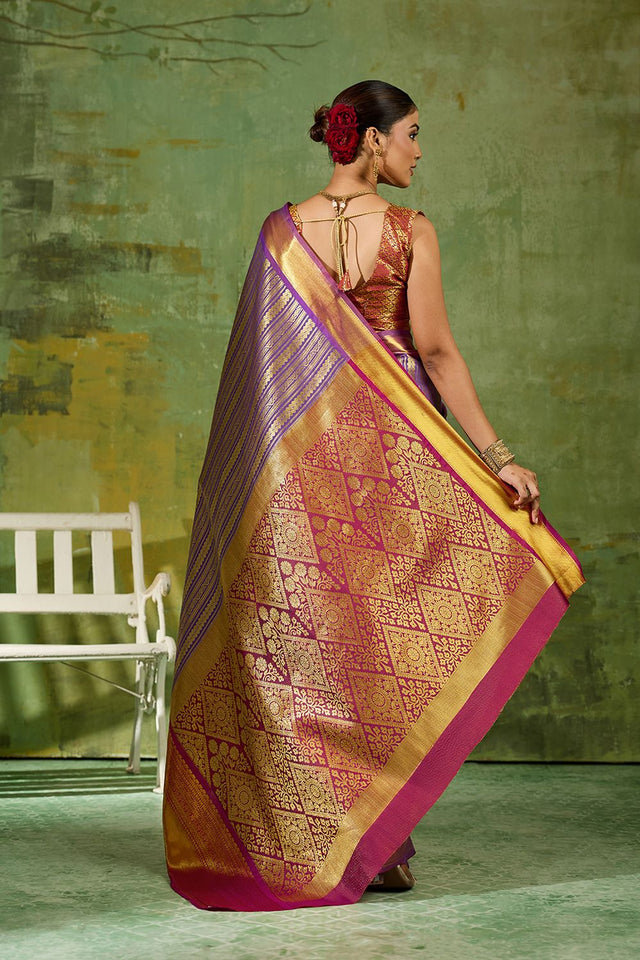 Lavender Woven Kanjivaram Silk Saree (ACB1023)