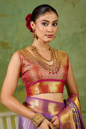 Lavender Woven Kanjivaram Silk Saree (ACB1023)
