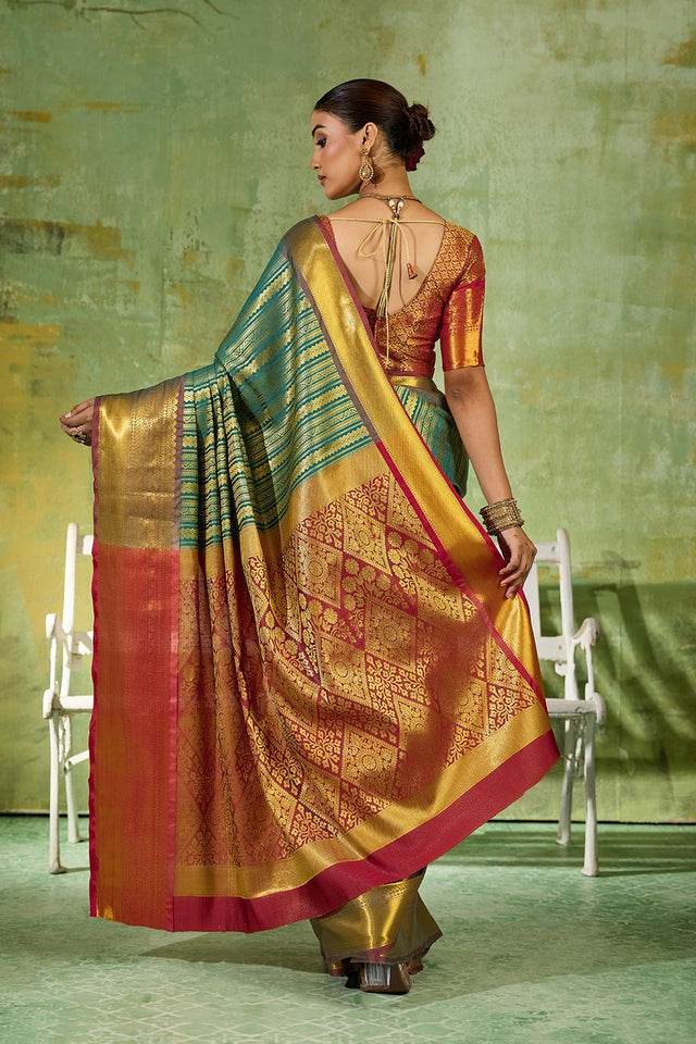 Green Woven Kanjivaram Silk Saree (ACB1024)