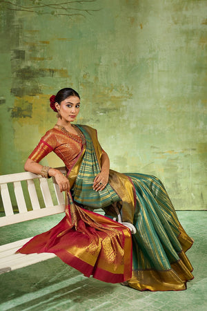 Green Woven Kanjivaram Silk Saree (ACB1024)