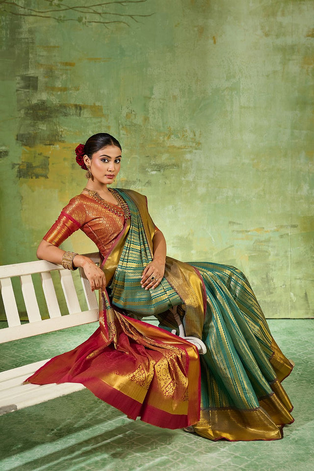Green Woven Kanjivaram Silk Saree (ACB1024)