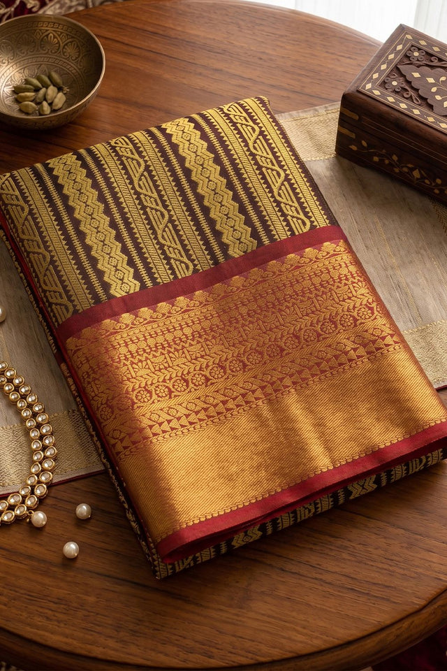 Brown Woven Kanjivaram Silk Saree (ACB1025)
