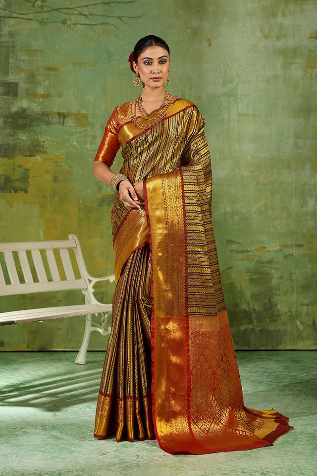 Brown Woven Kanjivaram Silk Saree (ACB1025)