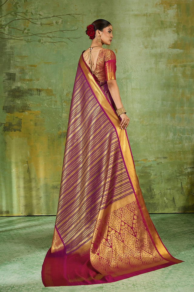Purple Woven Kanjivaram Silk Saree (ACB1026)