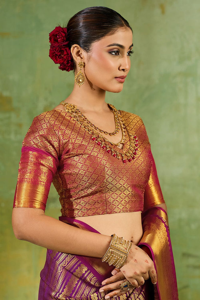 Purple Woven Kanjivaram Silk Saree (ACB1026)
