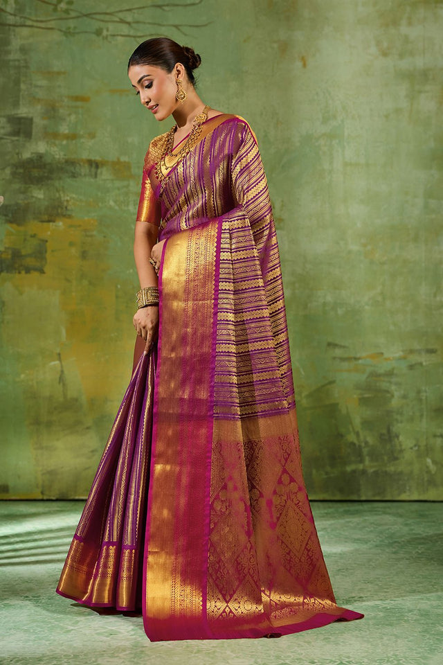 Purple Woven Kanjivaram Silk Saree (ACB1026)