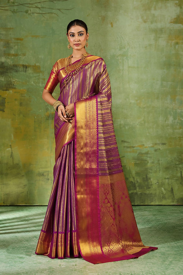 Purple Woven Kanjivaram Silk Saree (ACB1026)