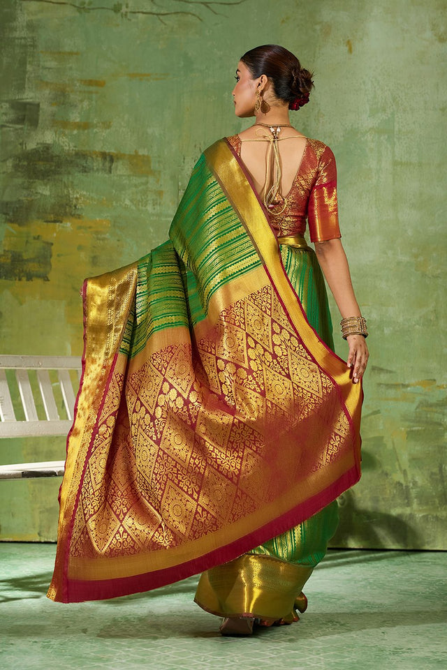 Green Woven Kanjivaram Silk Saree (ACB1027)