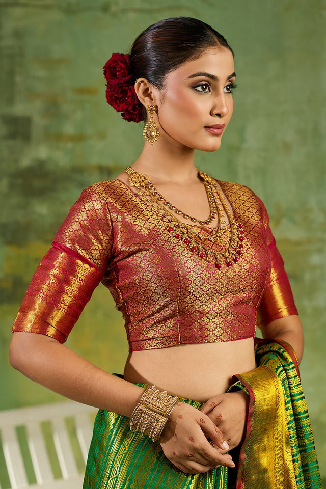 Green Woven Kanjivaram Silk Saree (ACB1027)