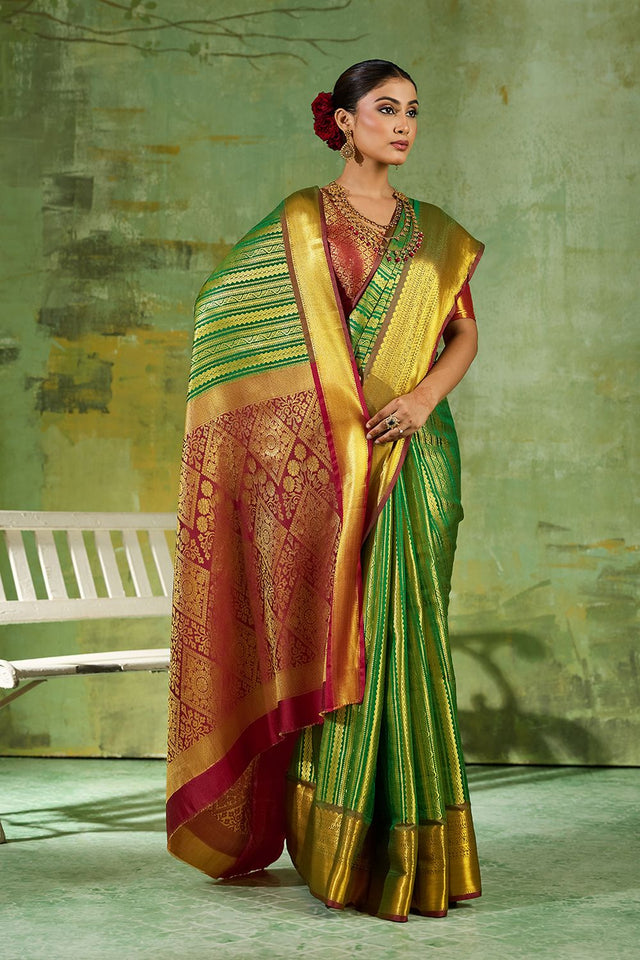 Green Woven Kanjivaram Silk Saree (ACB1027)