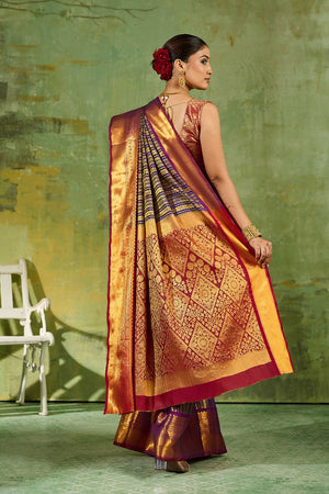 Royal Blue Woven Kanjivaram Silk Saree (ACB1028)