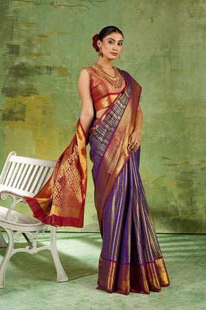 Royal Blue Woven Kanjivaram Silk Saree (ACB1028)