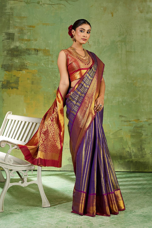 Royal Blue Woven Kanjivaram Silk Saree (ACB1028)