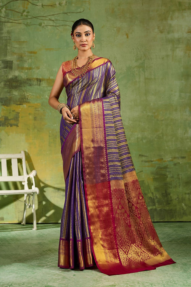 Royal Blue Woven Kanjivaram Silk Saree (ACB1028)
