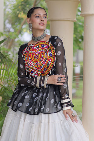 Off White Solid Cotton Free Size Stitched Lehenga (ACB1049)