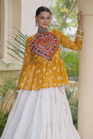 Off White Solid Cotton Free Size Stitched Lehenga (ACB1054)