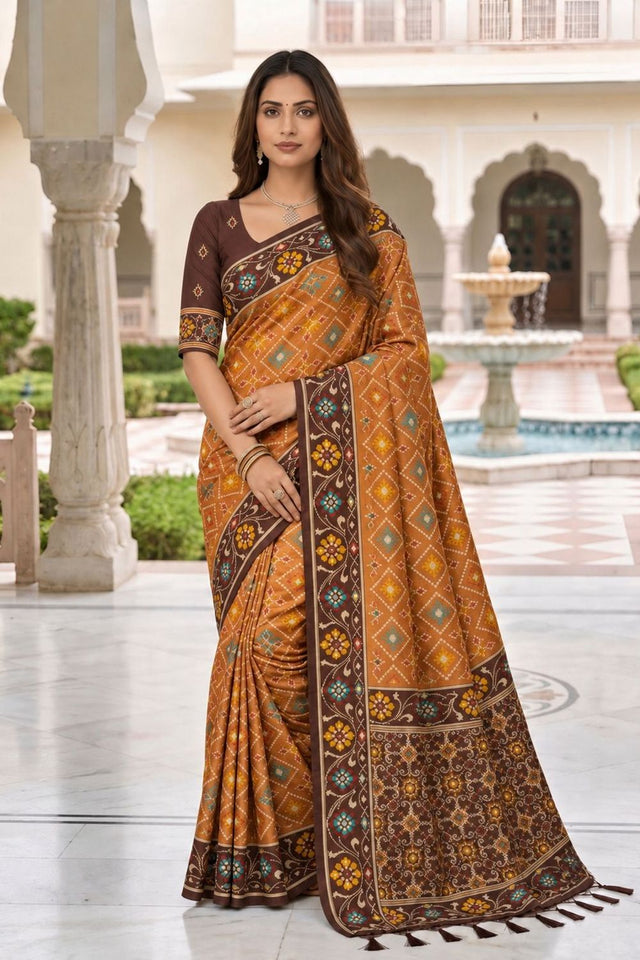 Maroon Floral Woven Silk Saree (ACB1058)