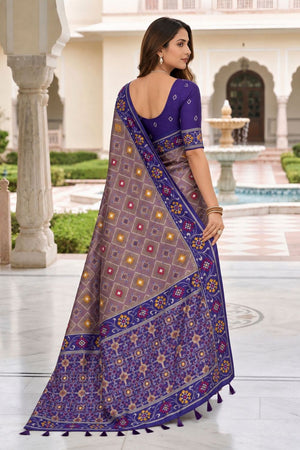 Violet Floral Woven Silk Saree (ACB1060)