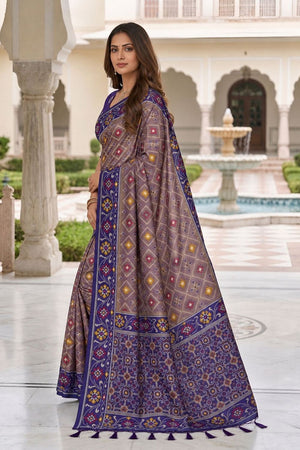 Violet Floral Woven Silk Saree (ACB1060)