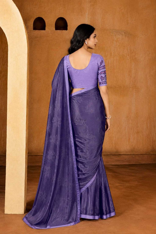 Lavender Solid Georgette Saree (ACB1085)