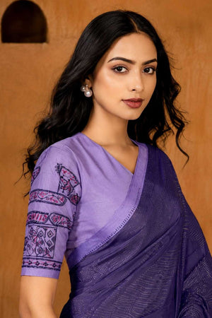Lavender Solid Georgette Saree (ACB1085)